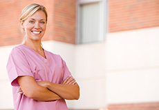 Nurse with Pink Scrubs Crossing Arms